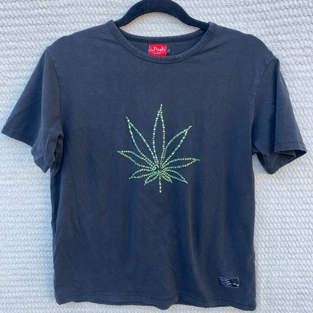 Stoner Barbie Bedazzled Fitted Black Top